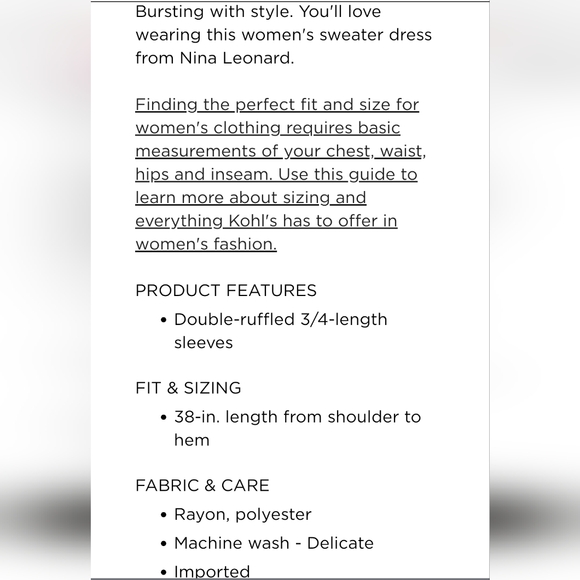 ๐HP๐ Women's Nina Leonard Double Ruffle Sweater Dress - Picture 4 of 4